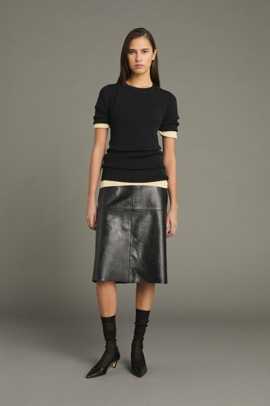 Jupe Gwen - Noir - Cuir - Femme