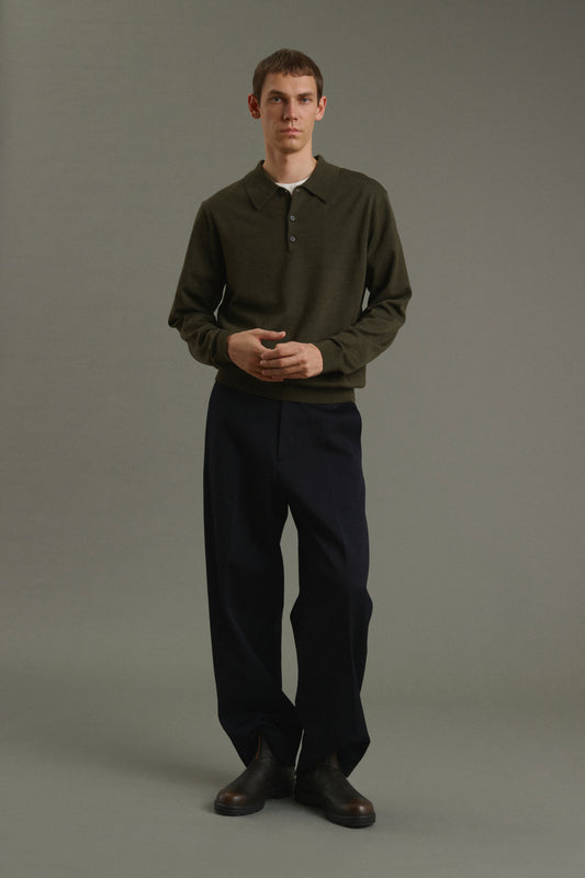 Pull Etienne - Kaki Chiné - Laine Mérinos - Homme