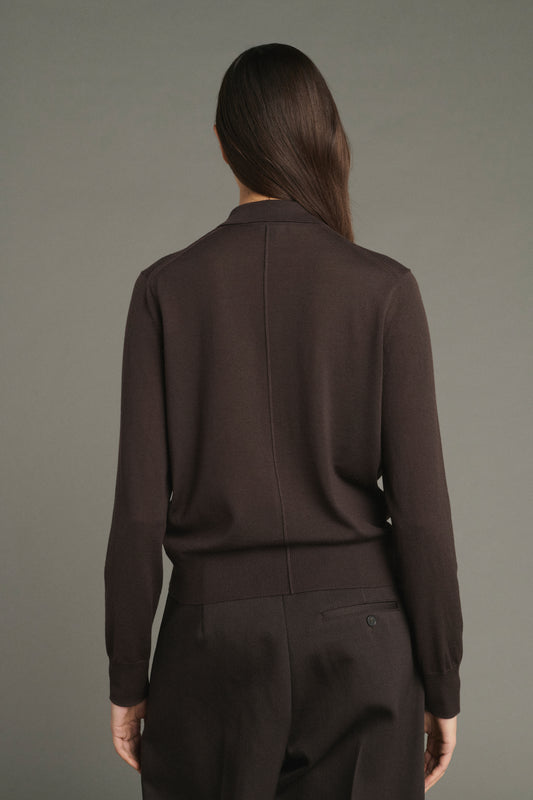 Cardigan Hailey - Chocolat - Laine Mérinos - Femme