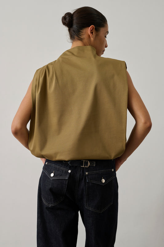 Top Idris - Beige Vert - Coton - Femme