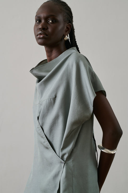 Robe Foggia - Bleu Glacé Foncé - Soie - Femme