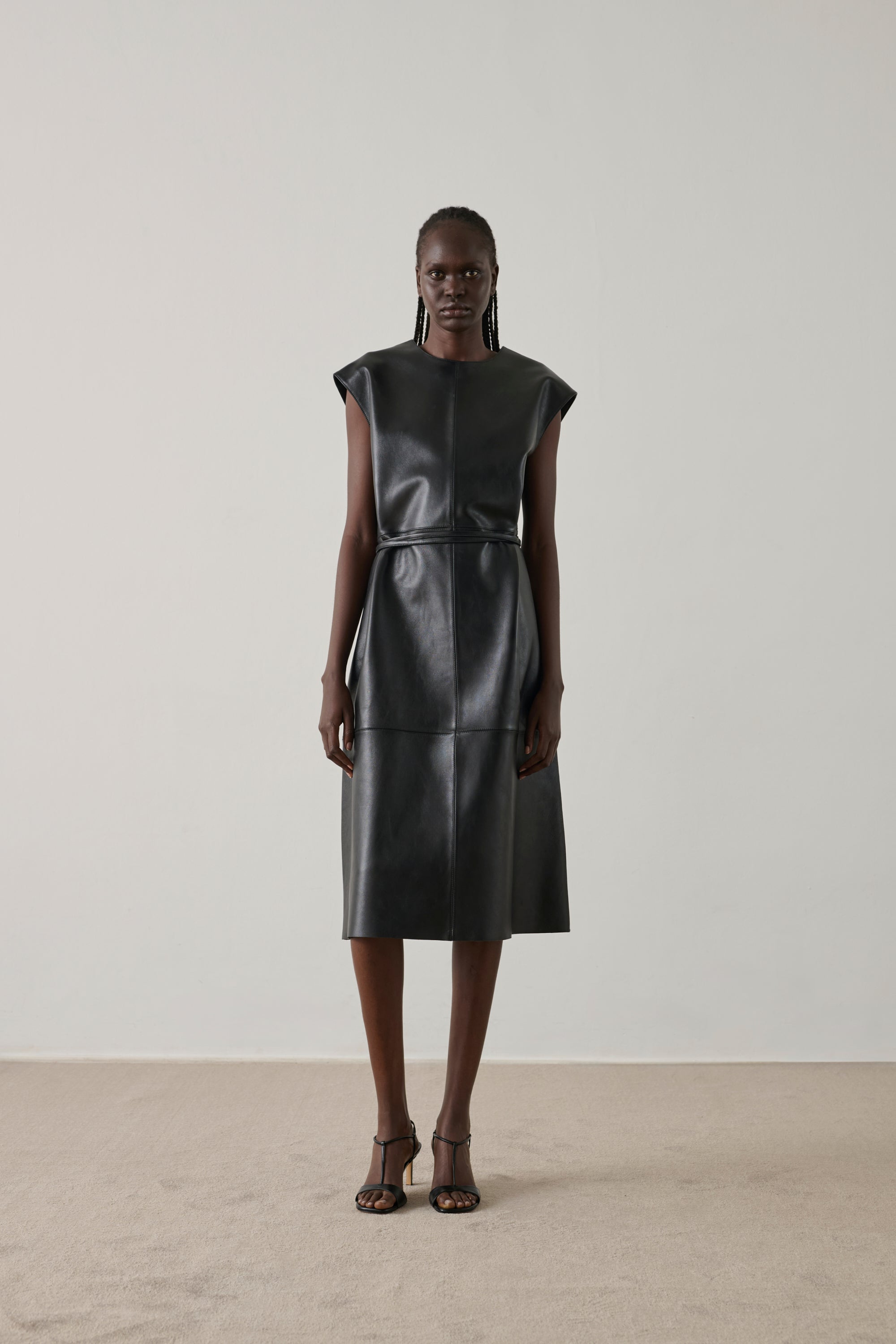 Dress Sofia - Black Lambskin Leather Refined - Soeur