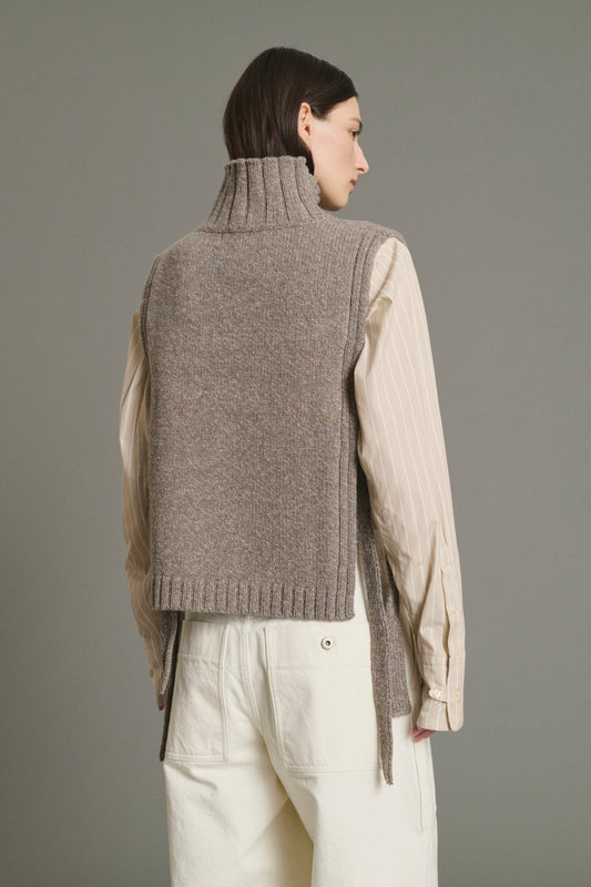 Pull Or - Beige/Gris - Laine - Femme