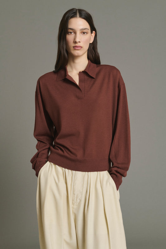 Pull Fleming - Acajou - Laine Mérinos - Femme