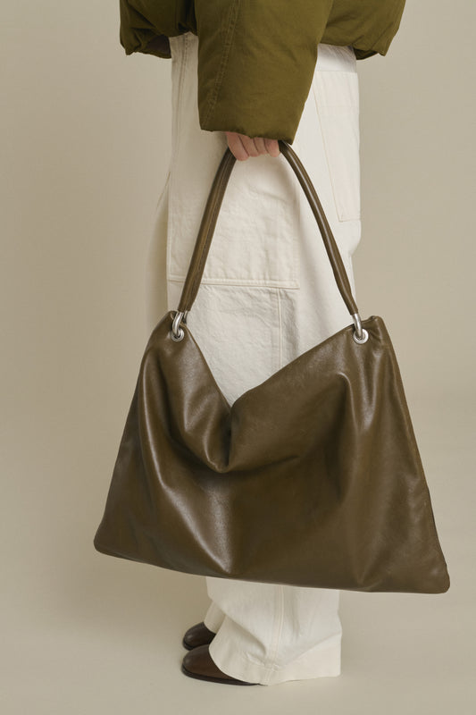 Cabas Gia - Kaki Cuir Lisse à Oeillets Femme - Soeur
