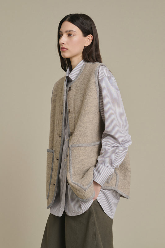 Chaqueta Chicago - Beige/Gris - Lana - Mujer