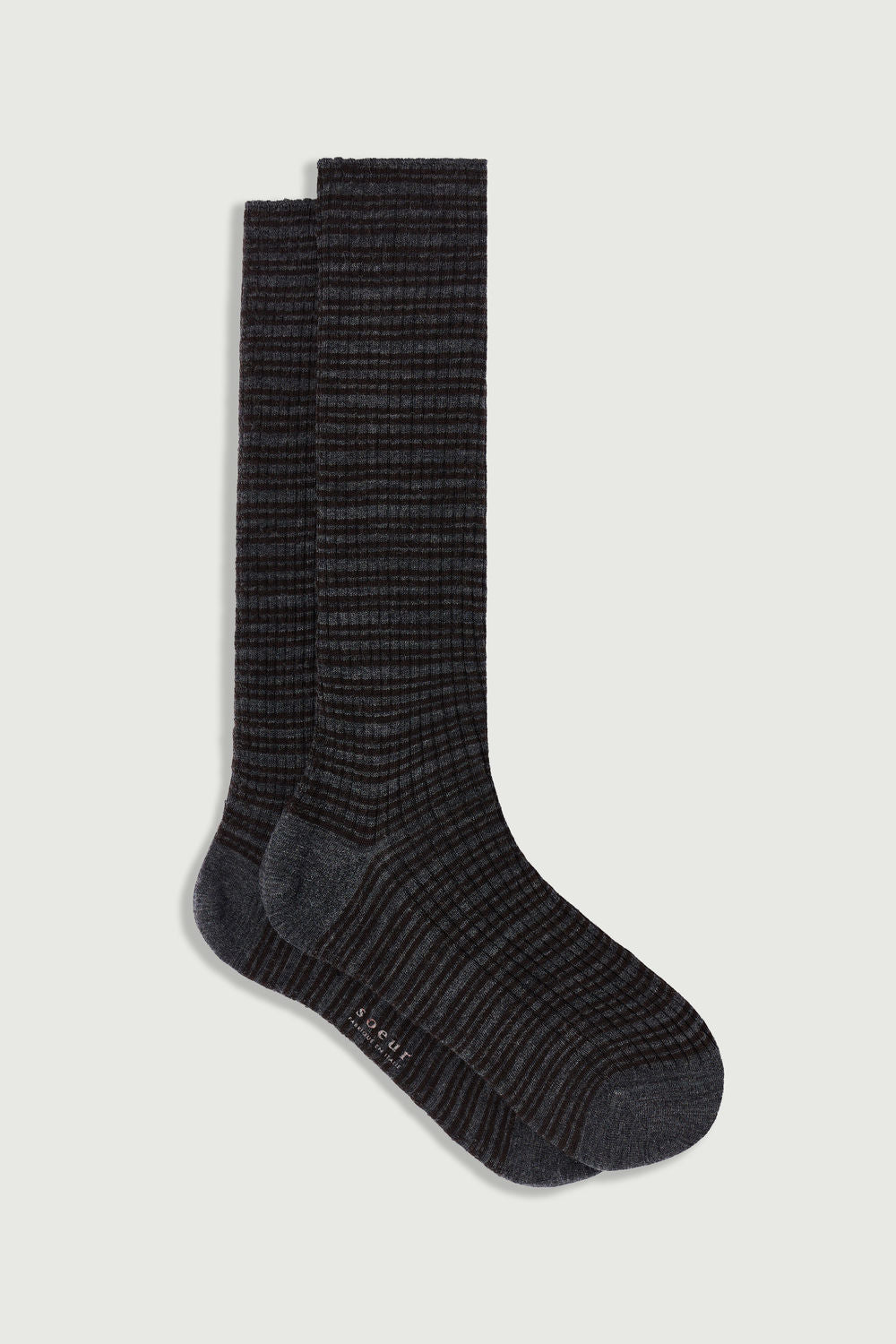 Chaussettes Ginette - Gris Chiné/Café - Laine - Femme