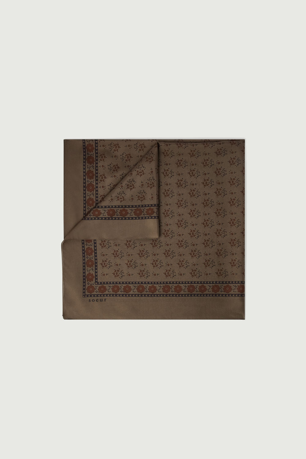Foulard Classique - Gris/Marron - Soie - Femme
