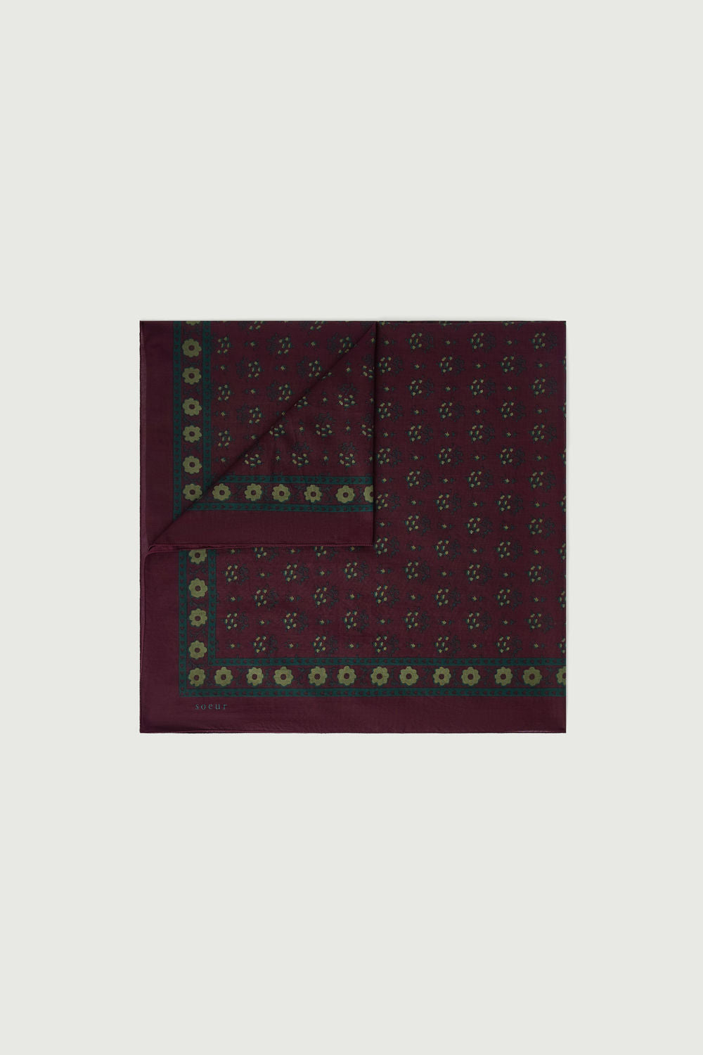 Foulard Classique - Aubergine/Vert - Coton - Femme