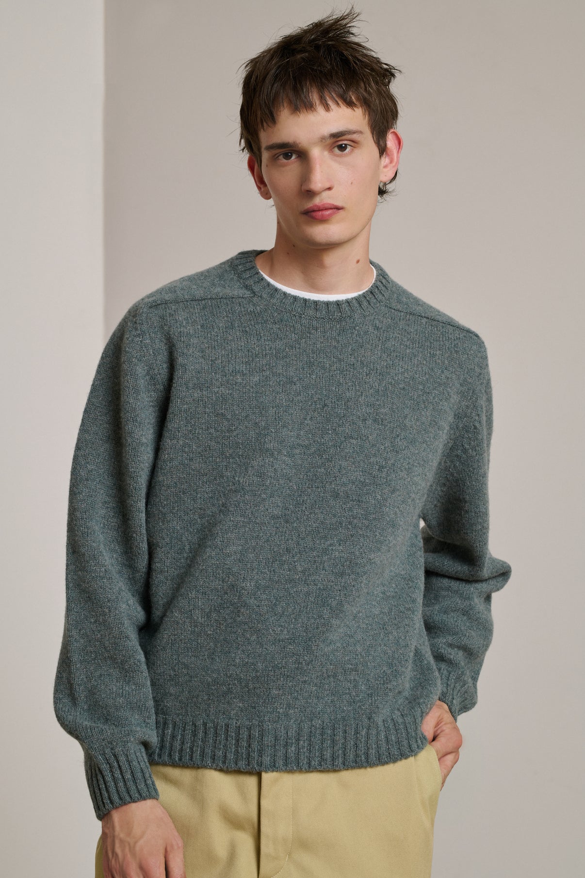 Sweater Pull Bleu Laine Blue Isamu Pullover: Shetland Wool Frère