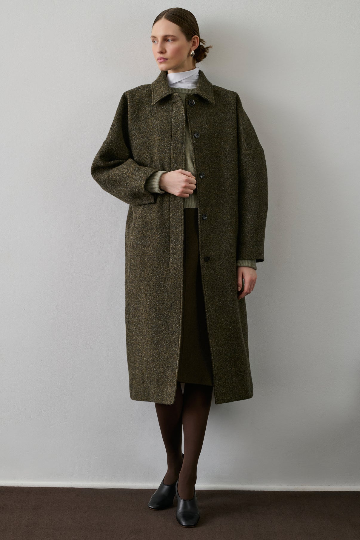 Manteau Guilhem - Kaki Chiné - Laine - Femme vue 1
