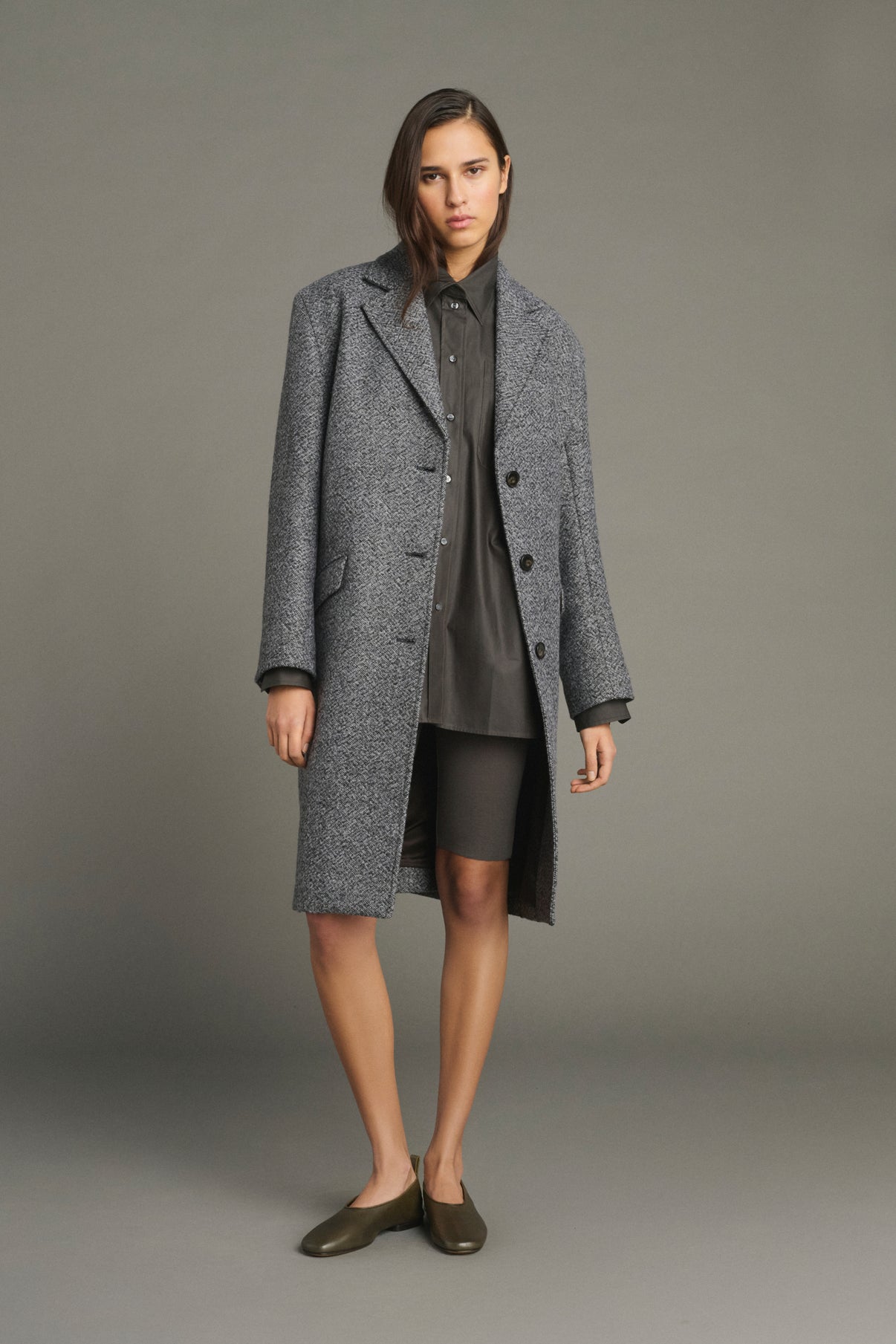Manteau Leon - Gris/Noir - Laine - Femme vue 1