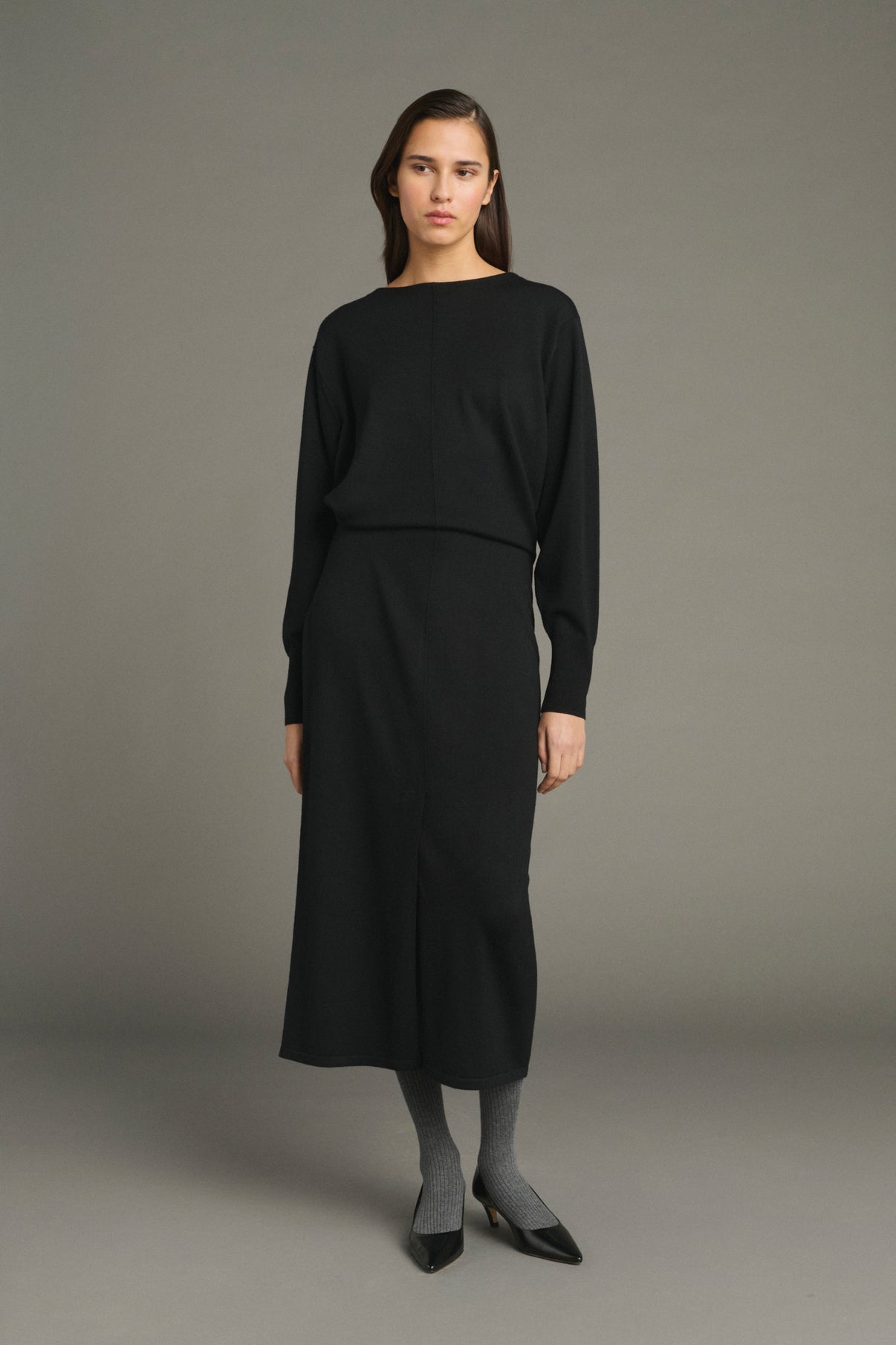 Robe Kathleen - Noir - Laine Mérinos - Femme vue 1