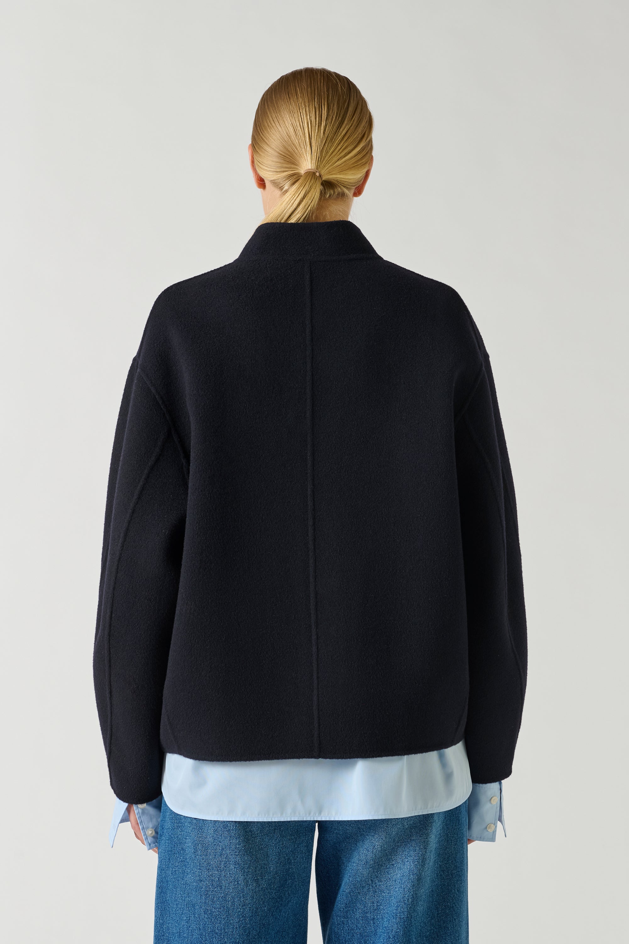Coat Windsor - Deep Navy Short Wool Women - Soeur