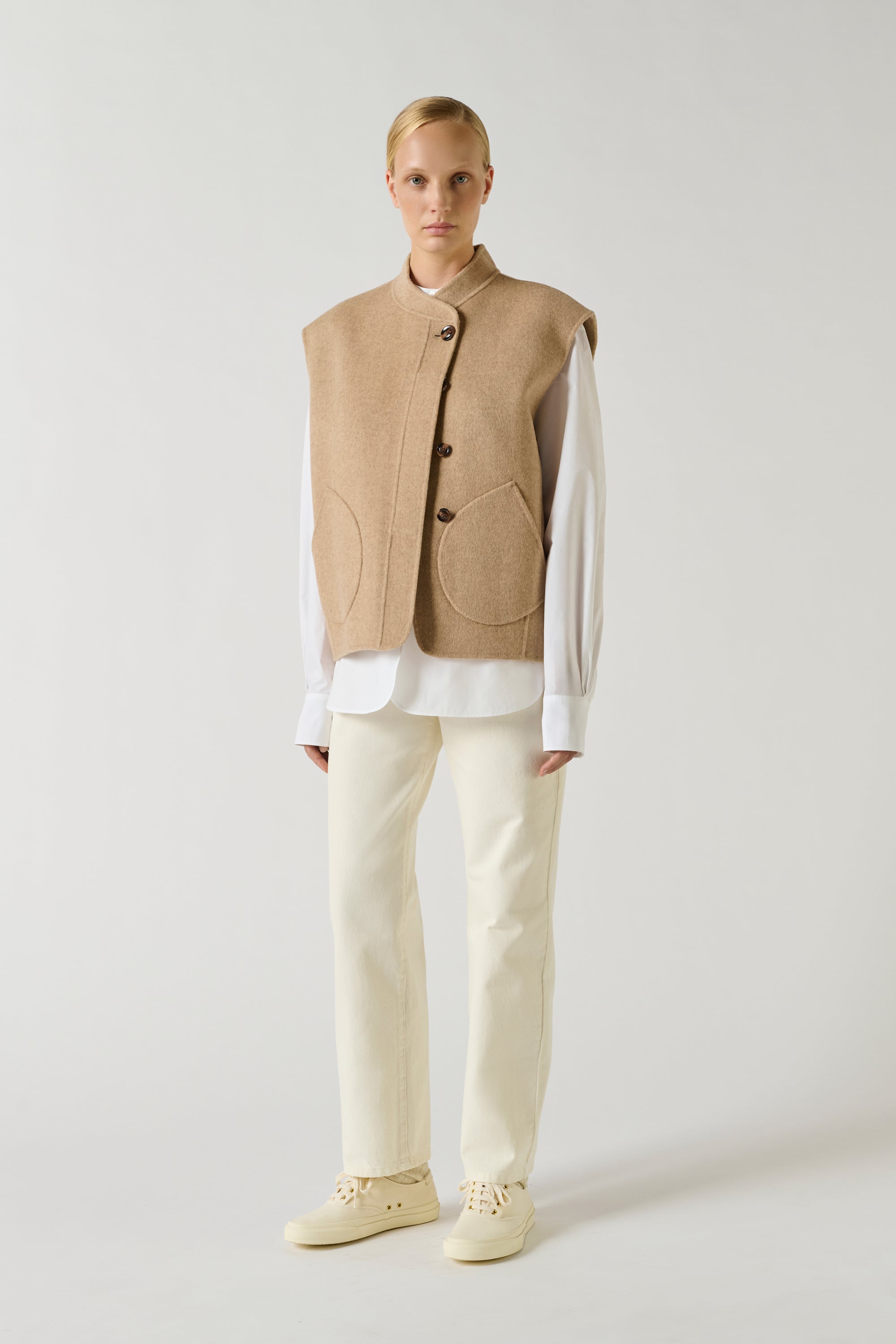 Adeline Jacket: Heathered Beige Wool | Soeur