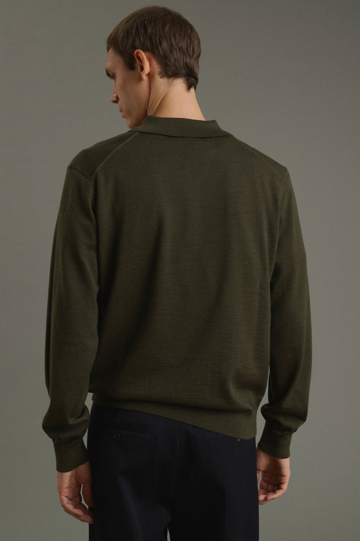 Pull Etienne - Kaki Chiné - Laine Mérinos - Homme vue 2