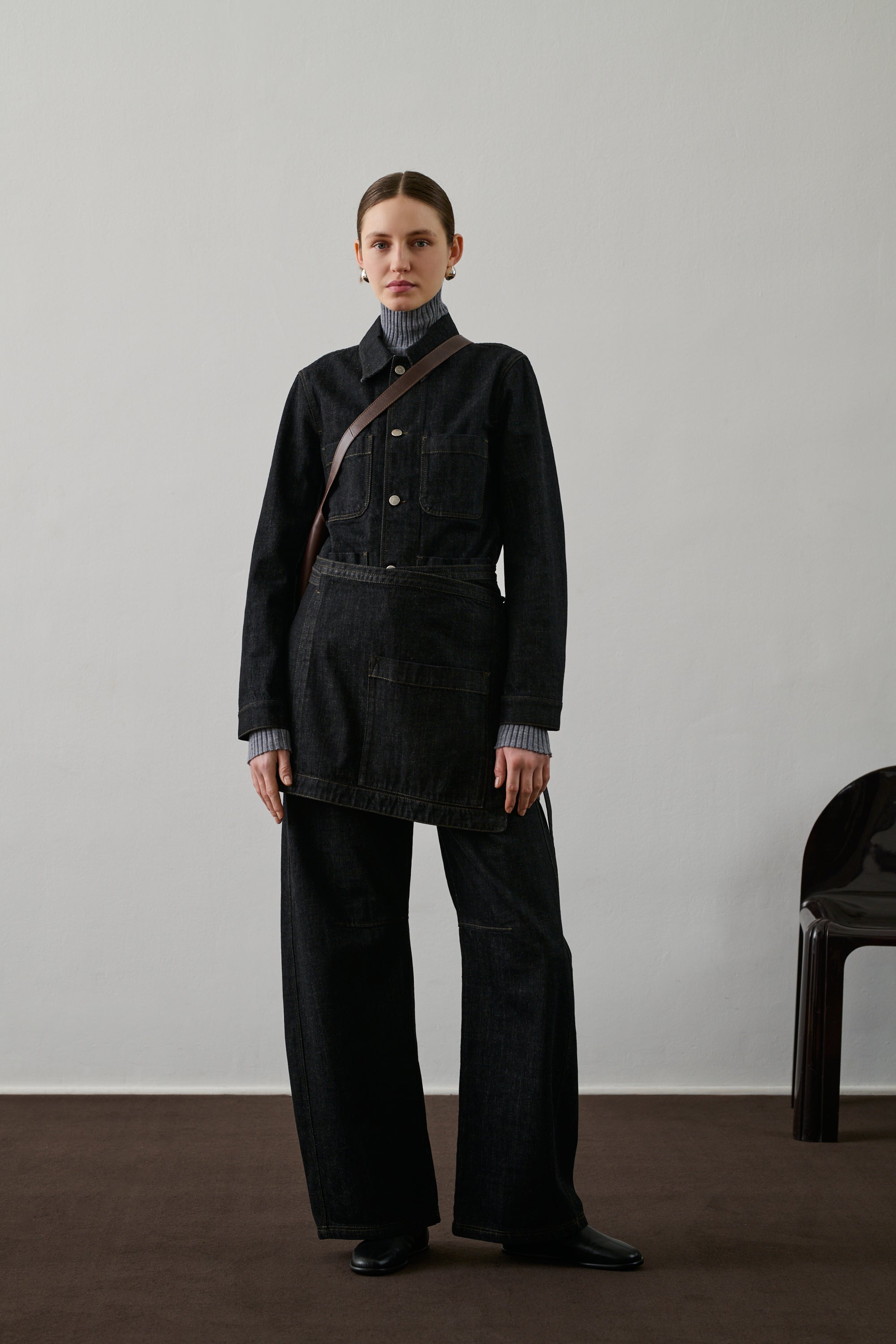 Eloise Skirt - Raw Black Denim - Cotton - Woman