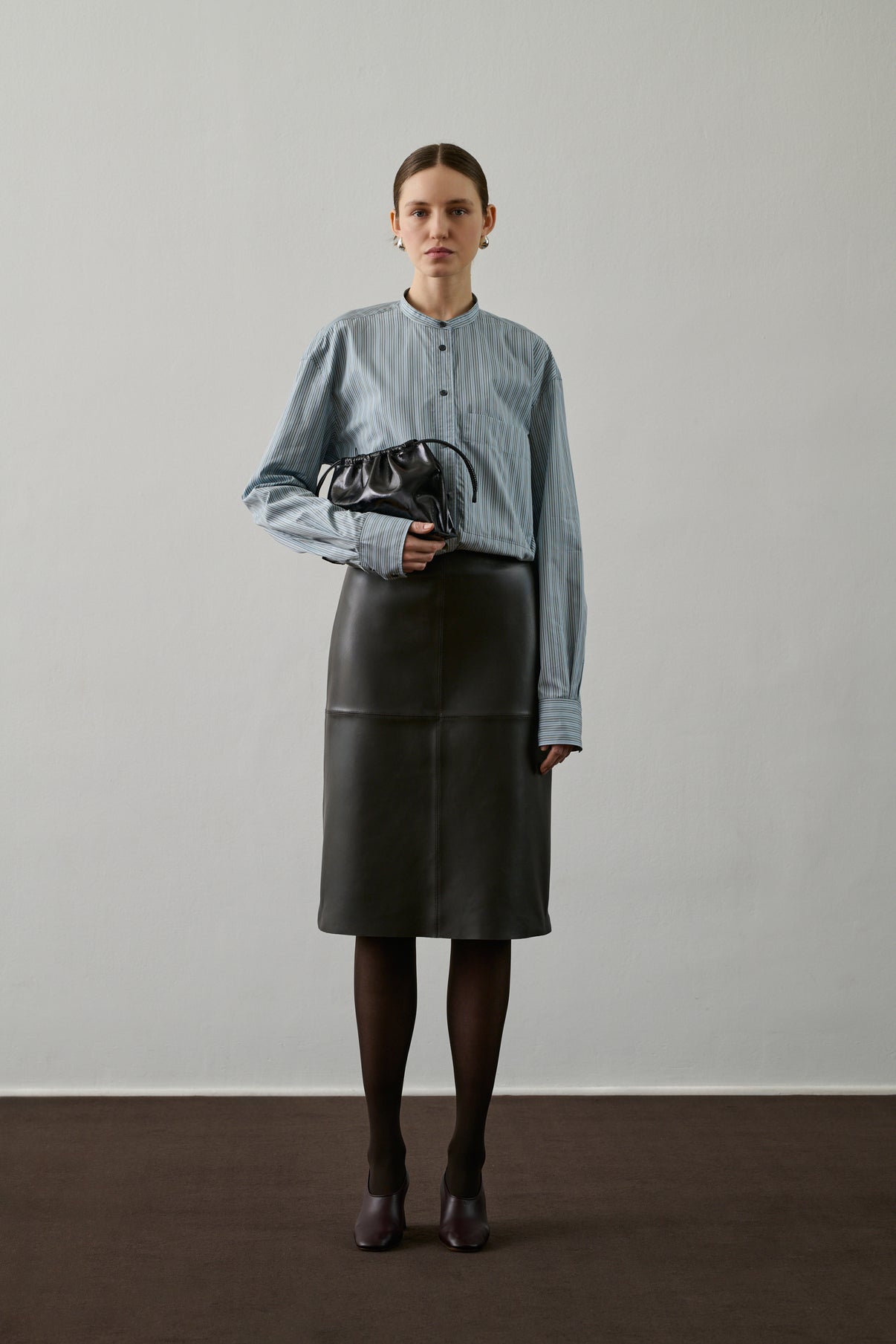 Jupe Gwen - Brun Gris - Cuir - Femme vue 1