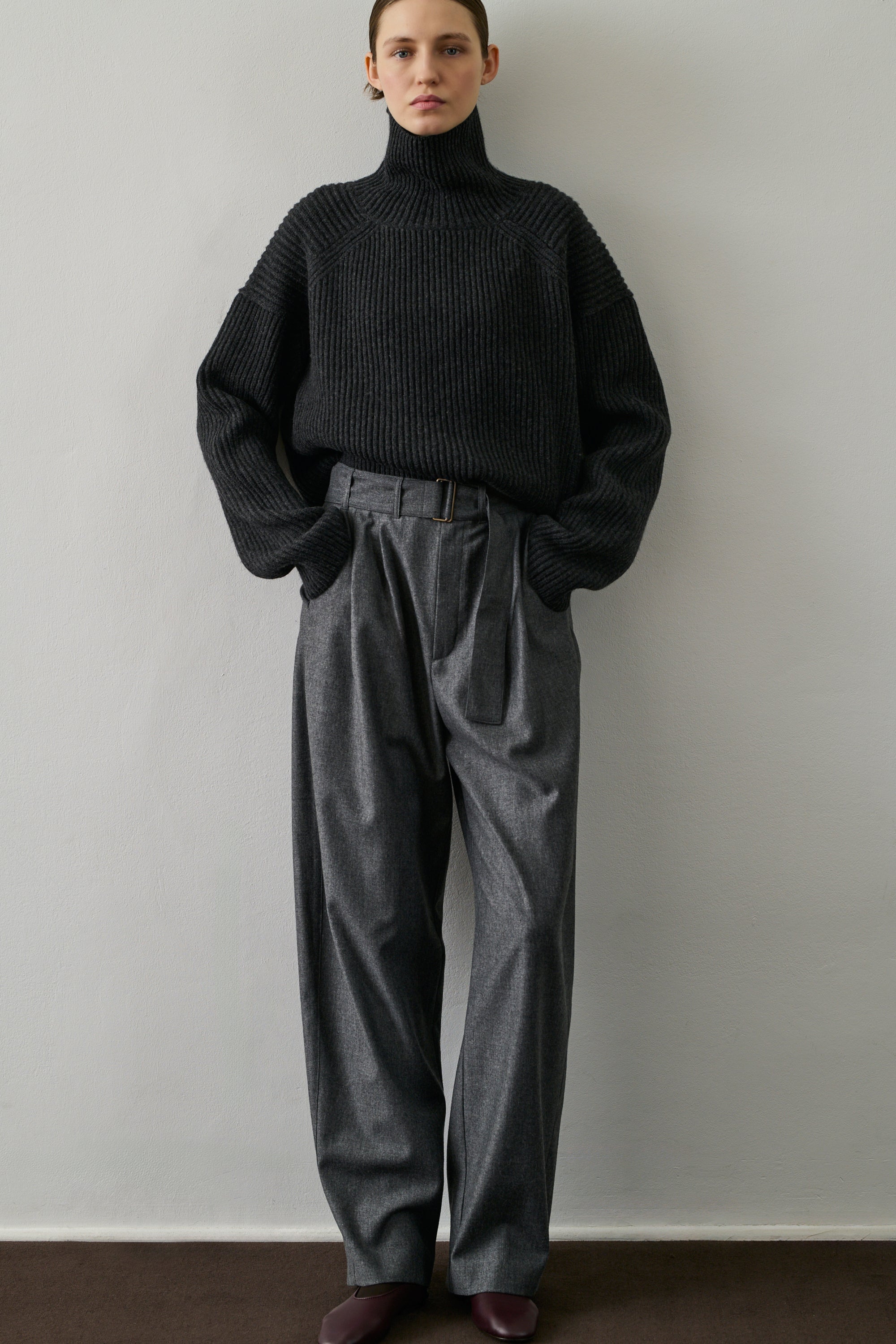 Cole Trousers - Grey - Wool - Woman