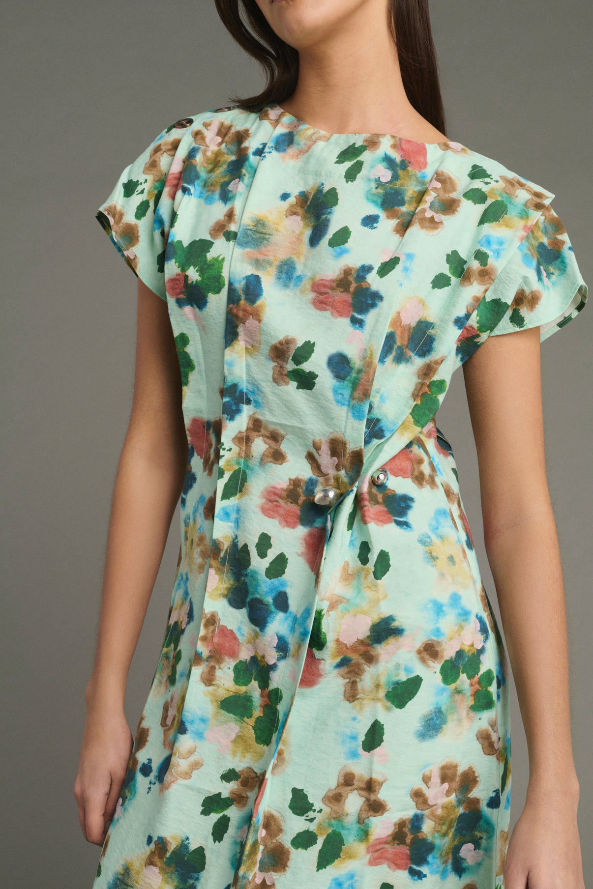 Jade Dress - Turquoise - Silk - Women vue 3