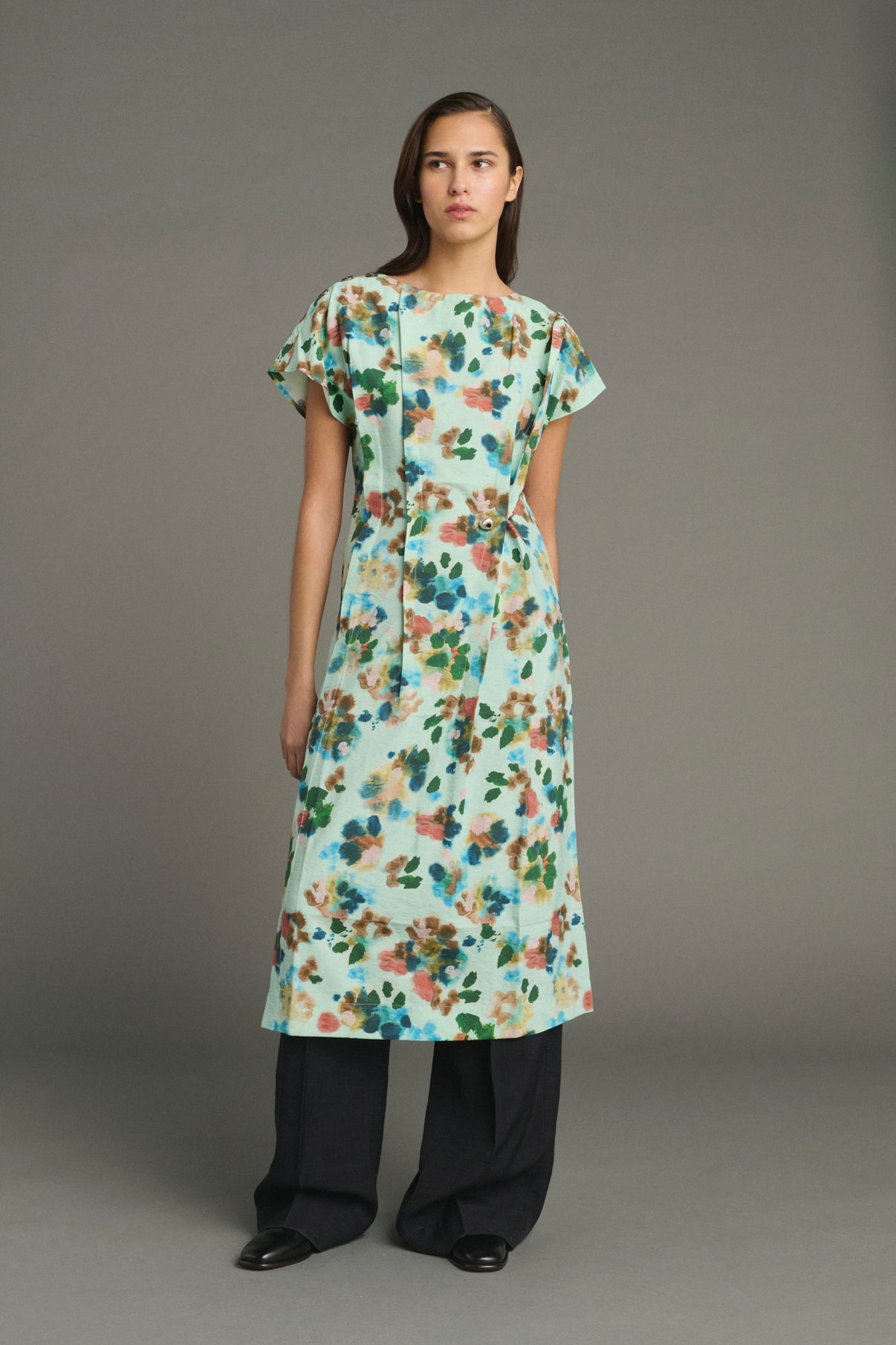 Jade Dress - Turquoise - Silk - Women vue 4