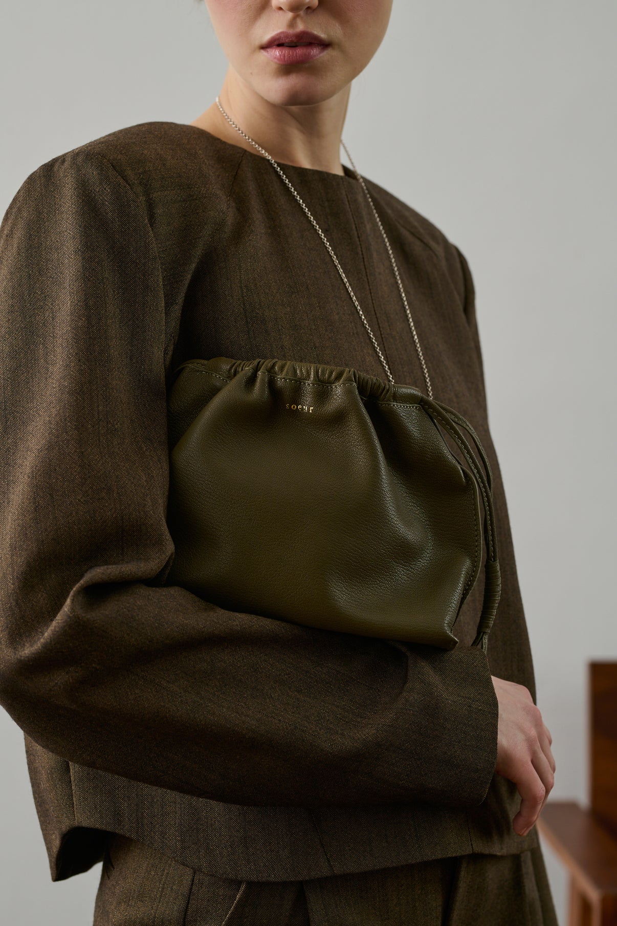 Sac Suzette Vert Olive Cuir Femme - Main Image