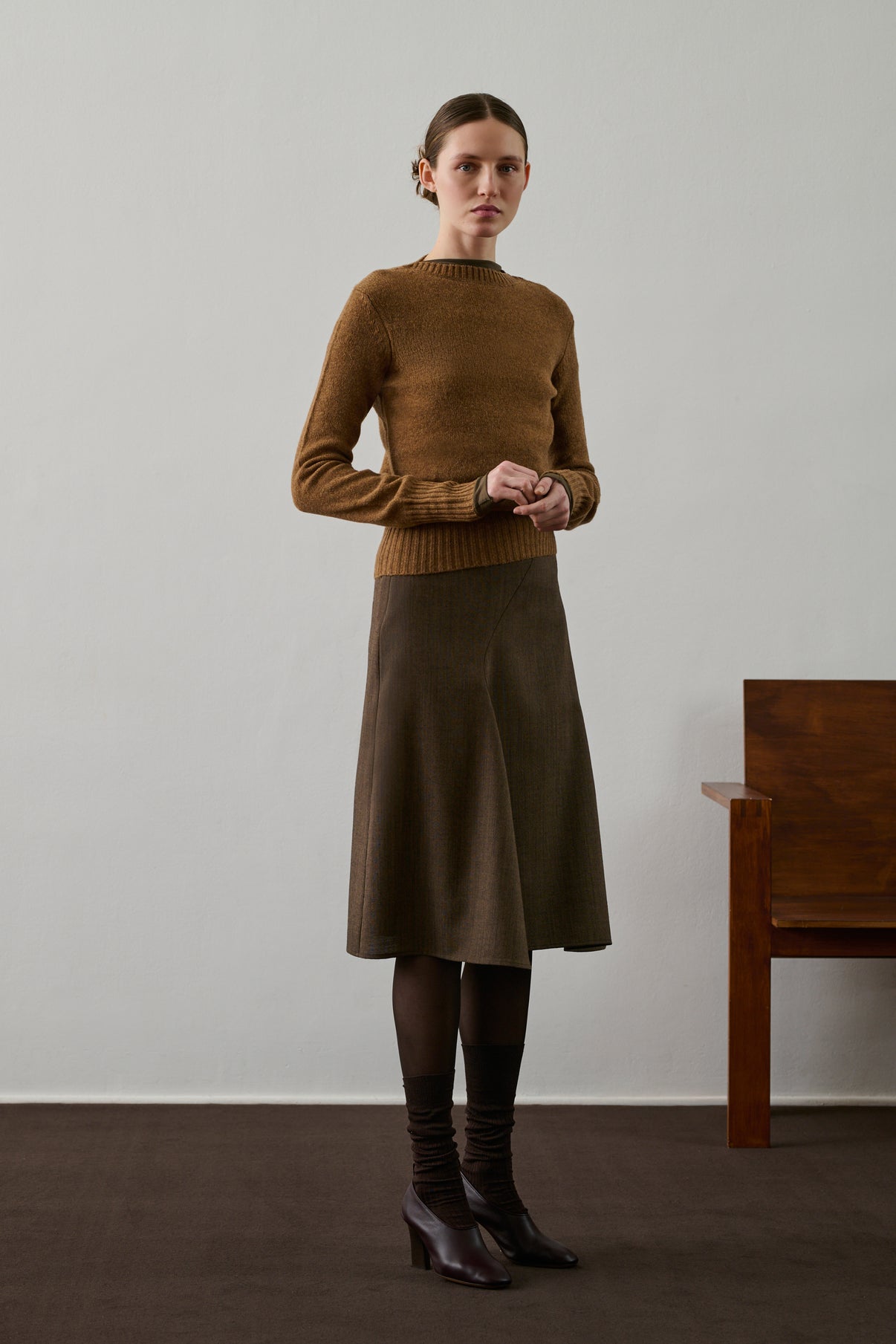 Jupe Gali - Marron Chiné - Laine - Femme vue 3