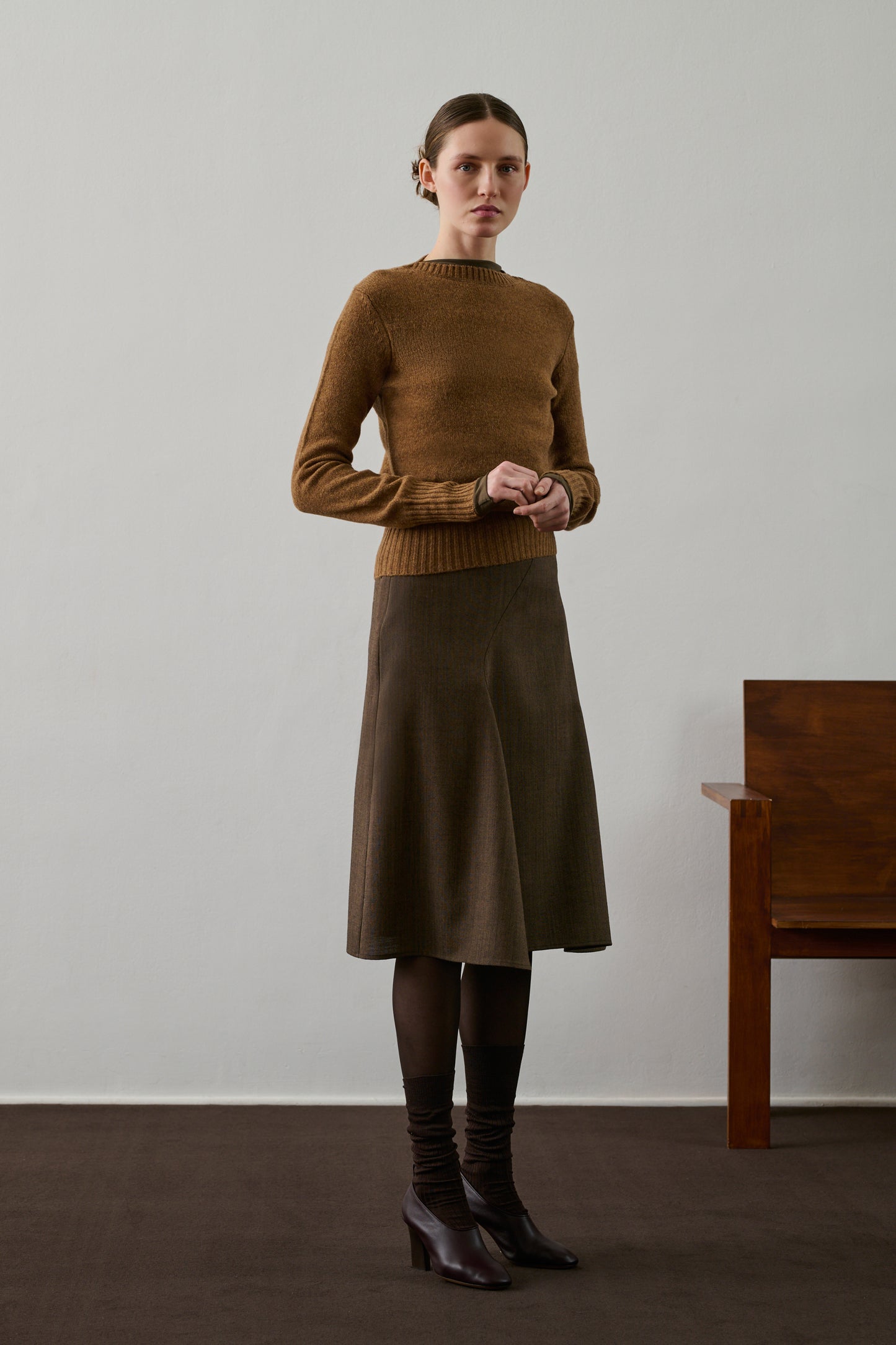 Jupe Gali - Marron Chiné - Laine - Femme