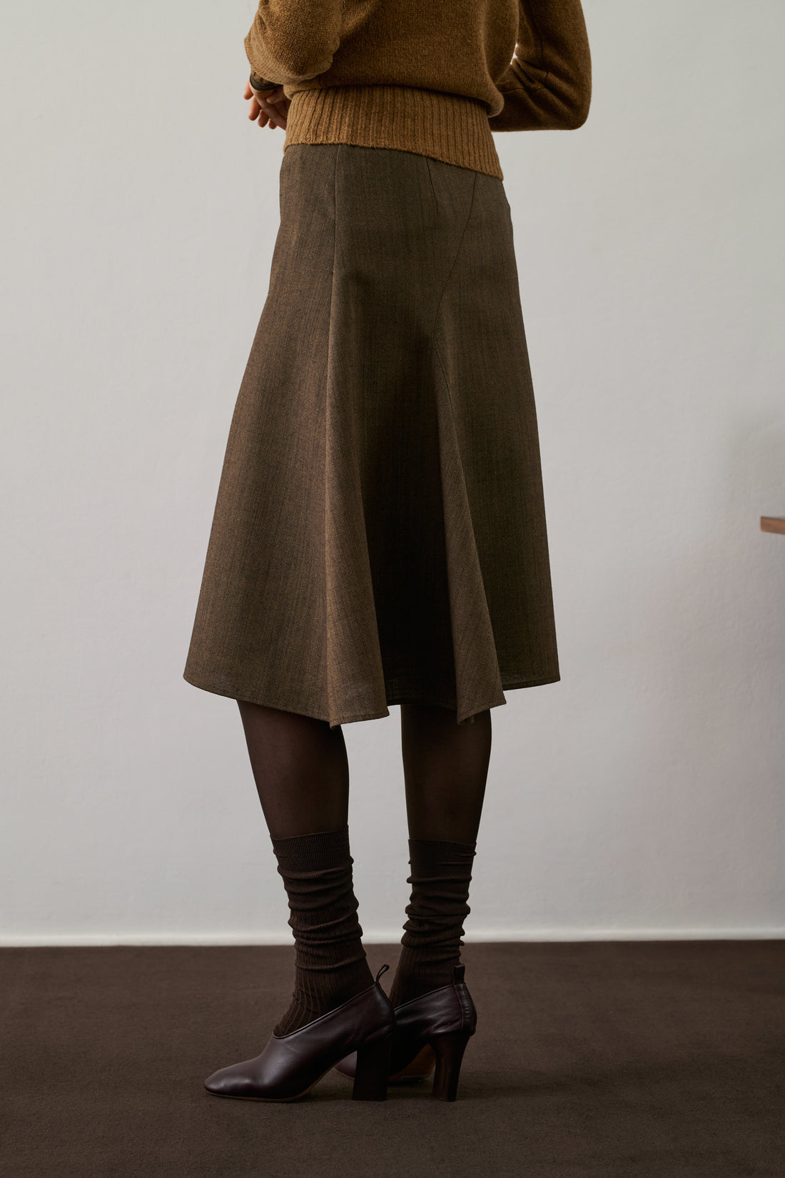 Jupe Gali - Marron Chiné - Laine - Femme