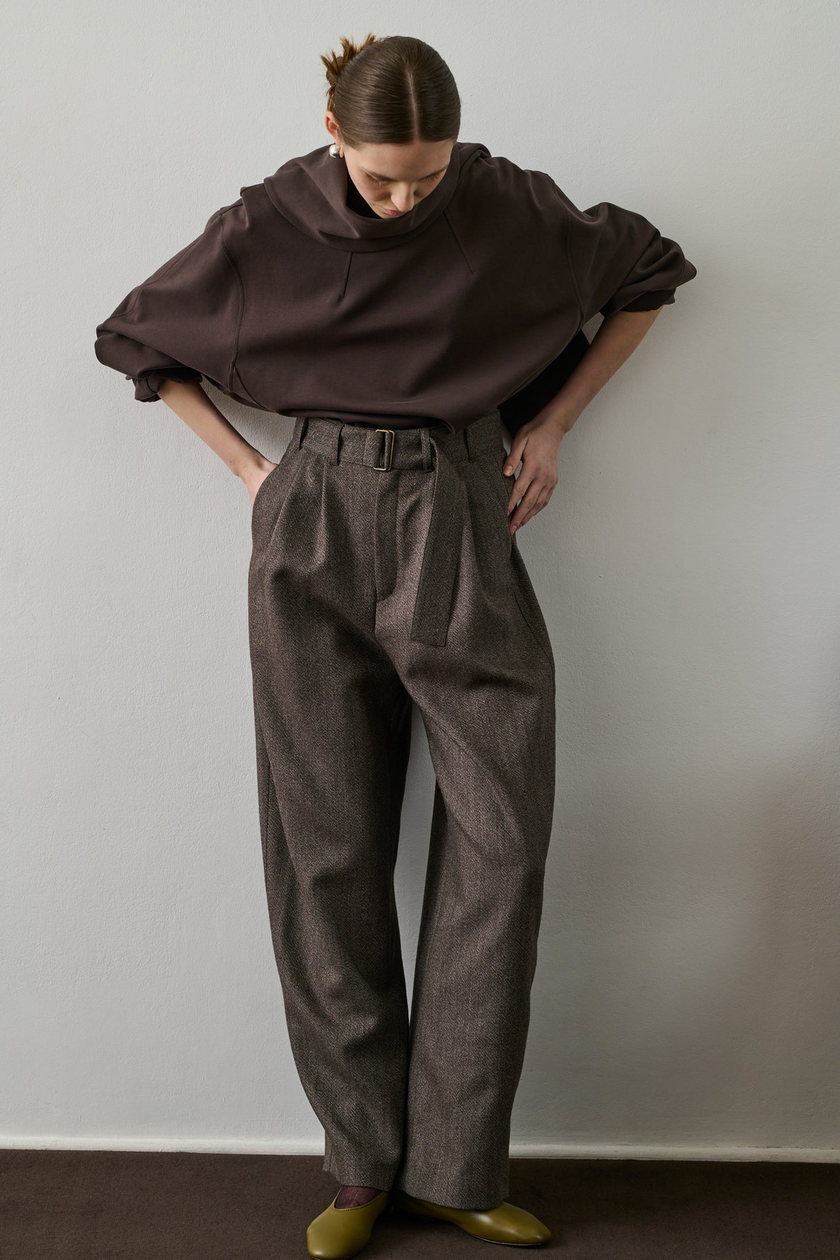Pantalon Cole - Marron/Écru - Laine - Femme vue 1