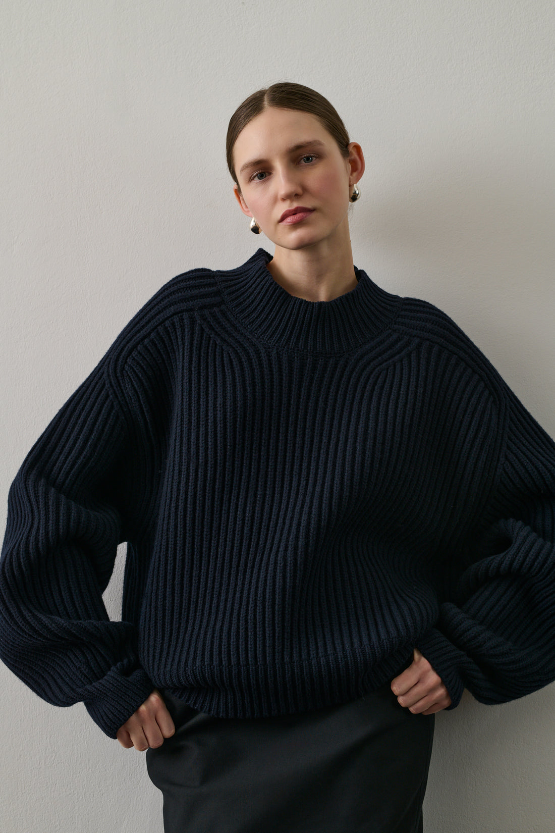 Flamand Pullover Navy Wool Woman