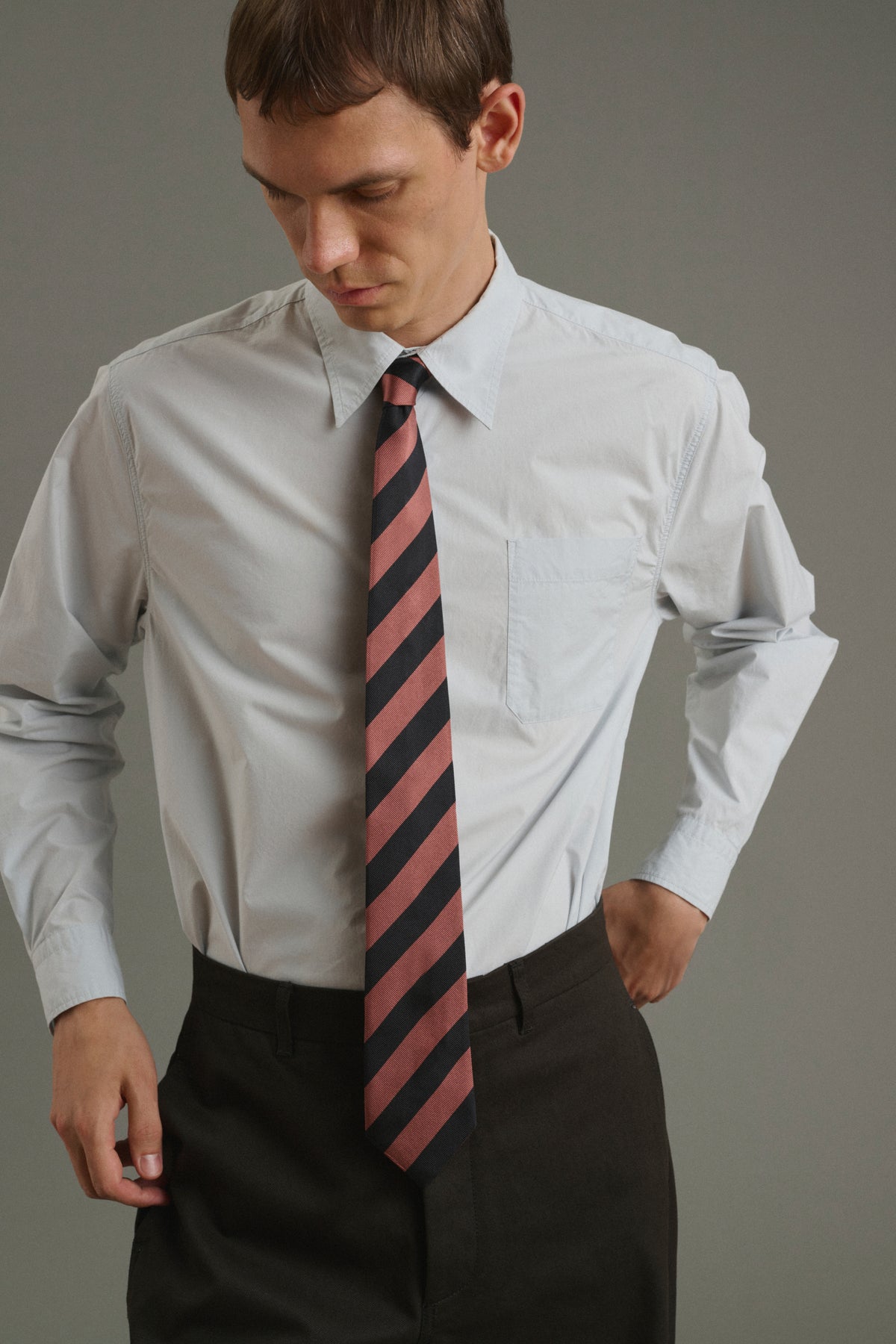 Corbata Luigi - Negro/Rosa - Seda - Hombre vue 3
