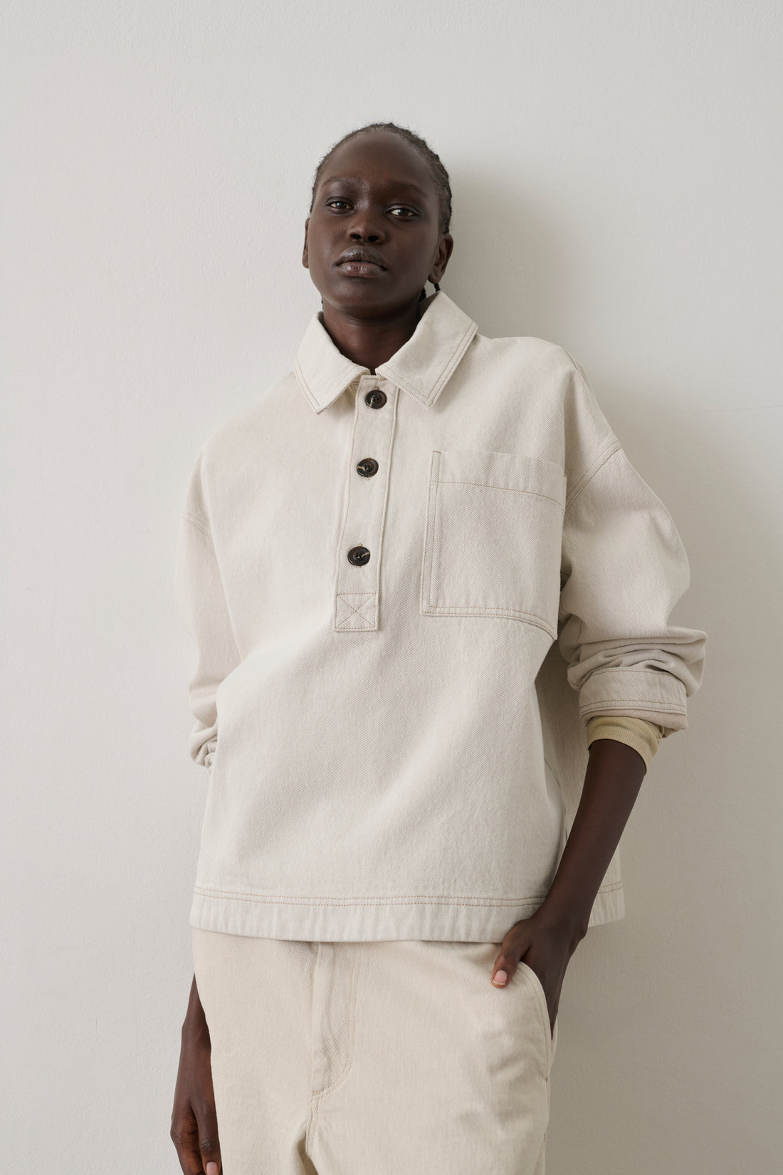 oversized women's dress shirt Austin - Off-White Cotton Relaxed Women 39.8 Waist Size:M - Preorder Germany Corset Dress Isla –