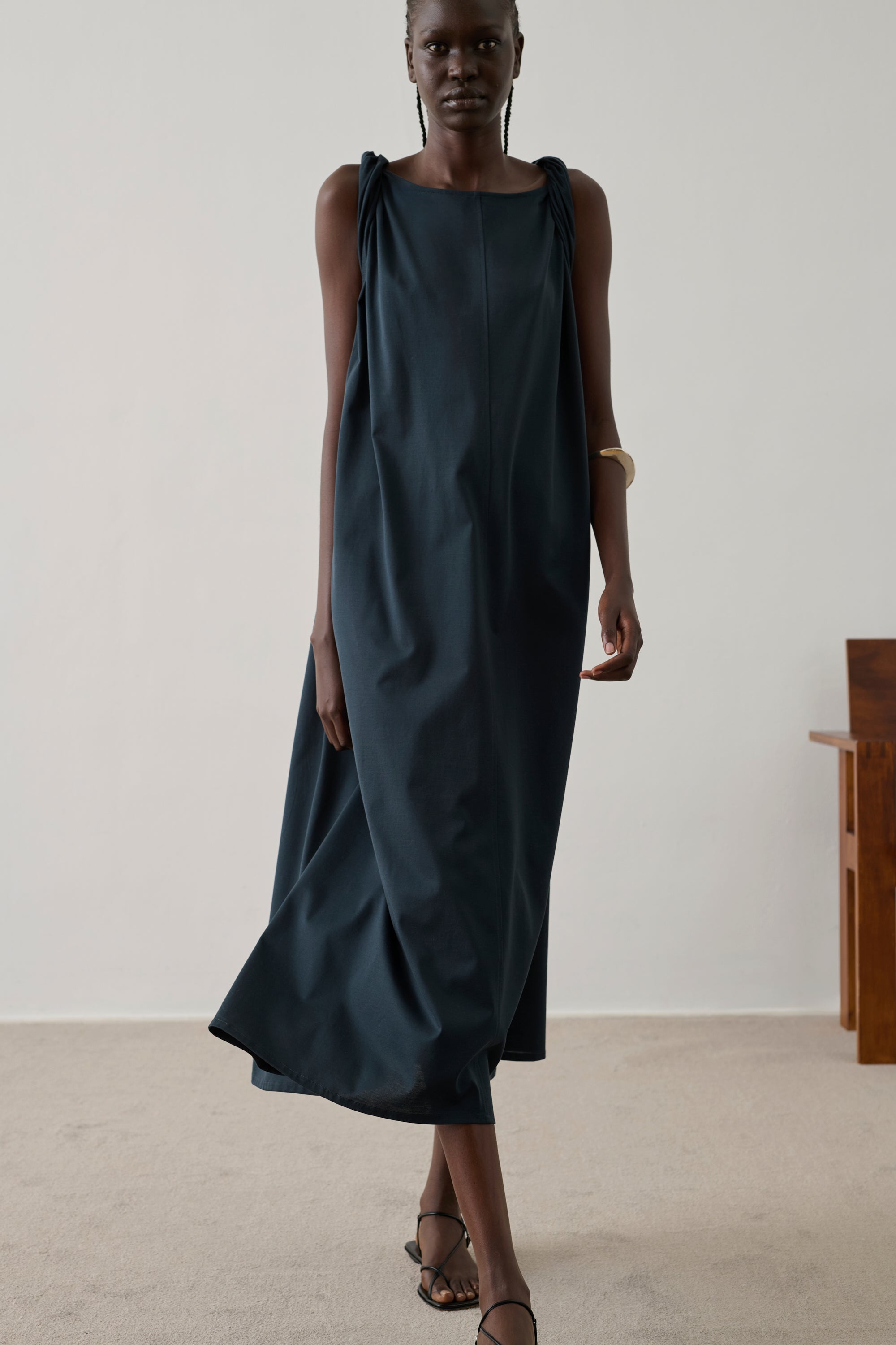 Dress Debby - Teal Organic Mercerised Cotton Long - Soeur