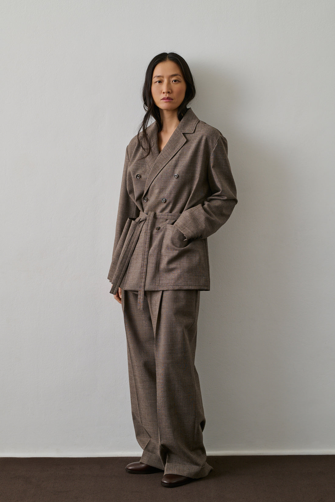 Pantalon Watson - Marron/Écru - Laine - Femme