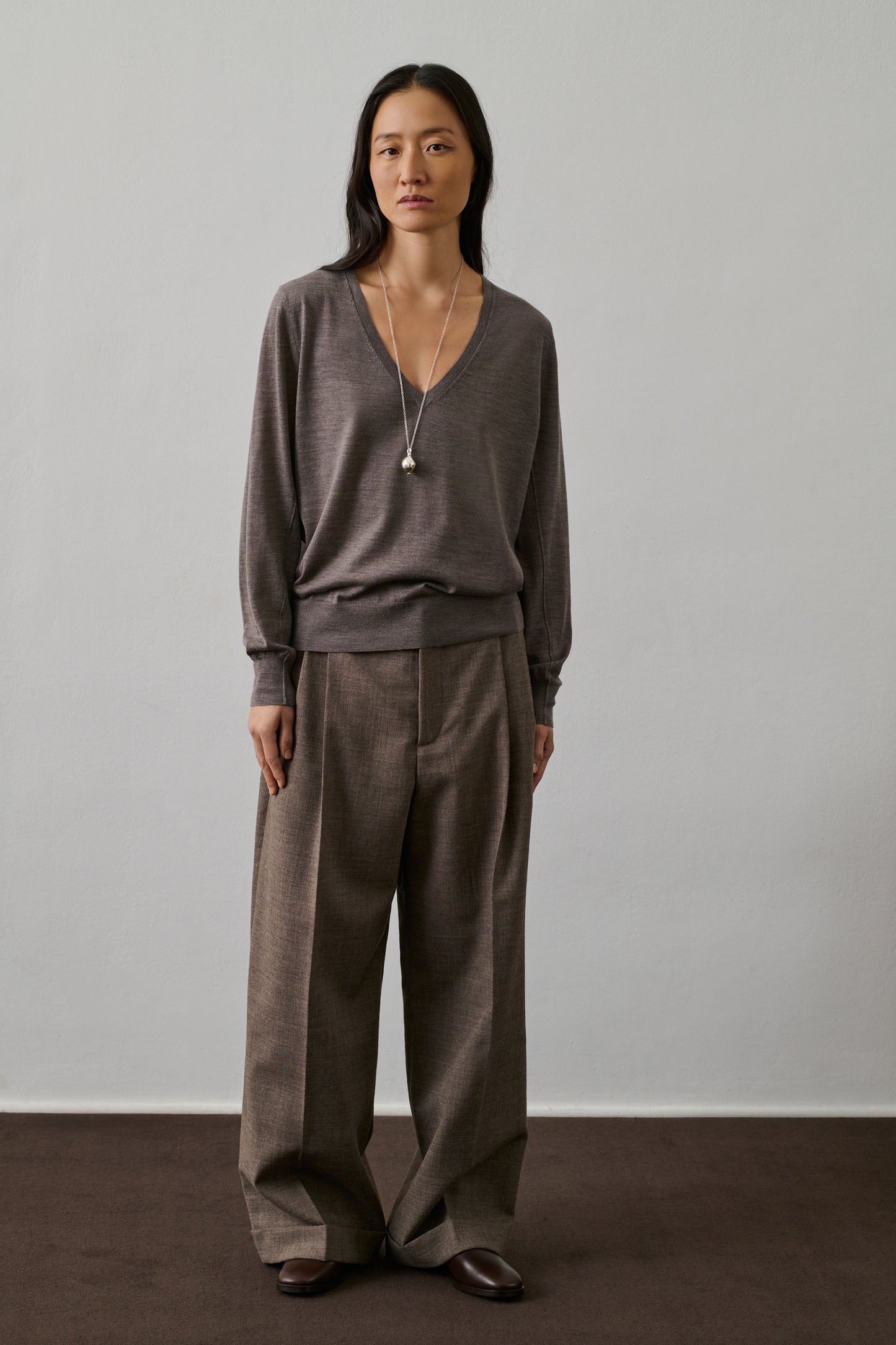 Pantalon Watson - Marron/Écru - Laine - Femme