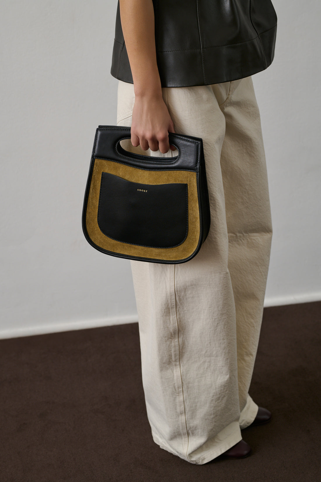 Sac Cheri - Bronze/Noir - Cuir - Femme