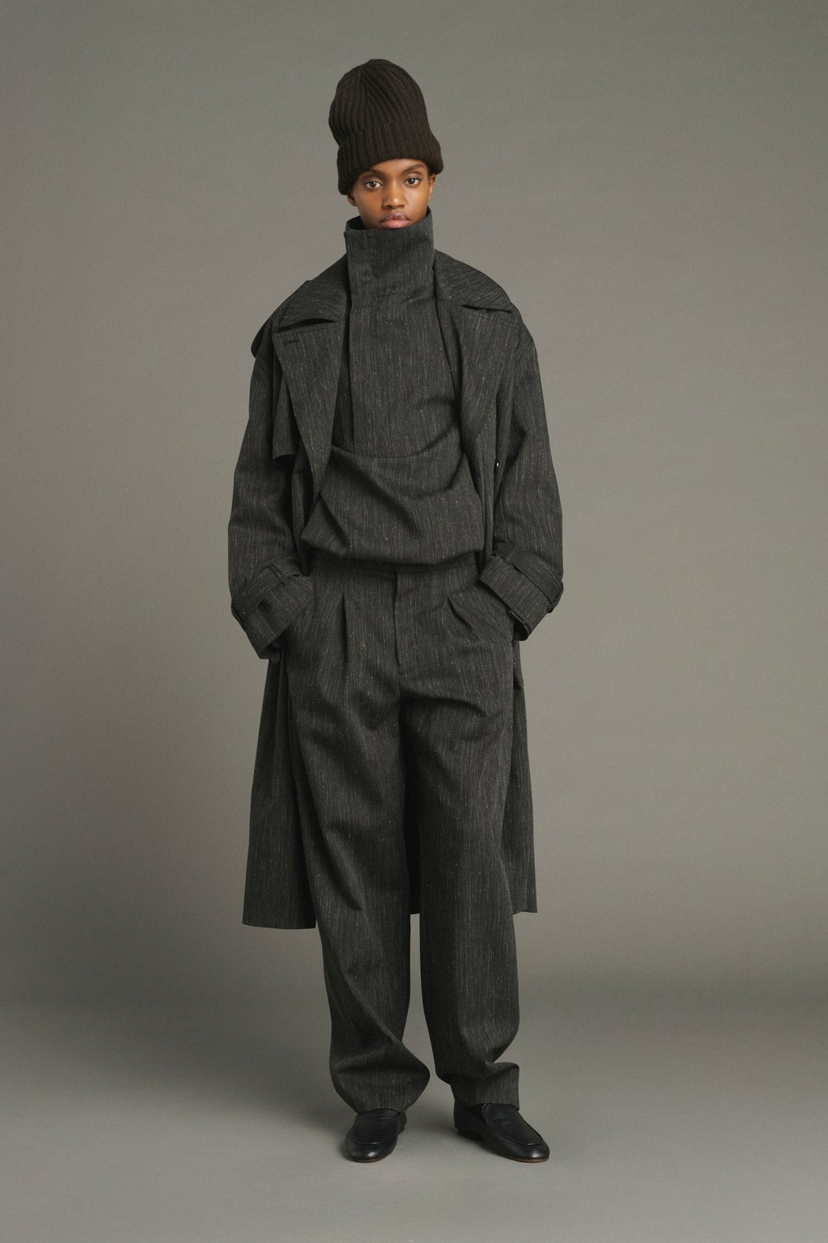 Trench Jourdain - Gris Anthracite - Laine - Femme vue 3