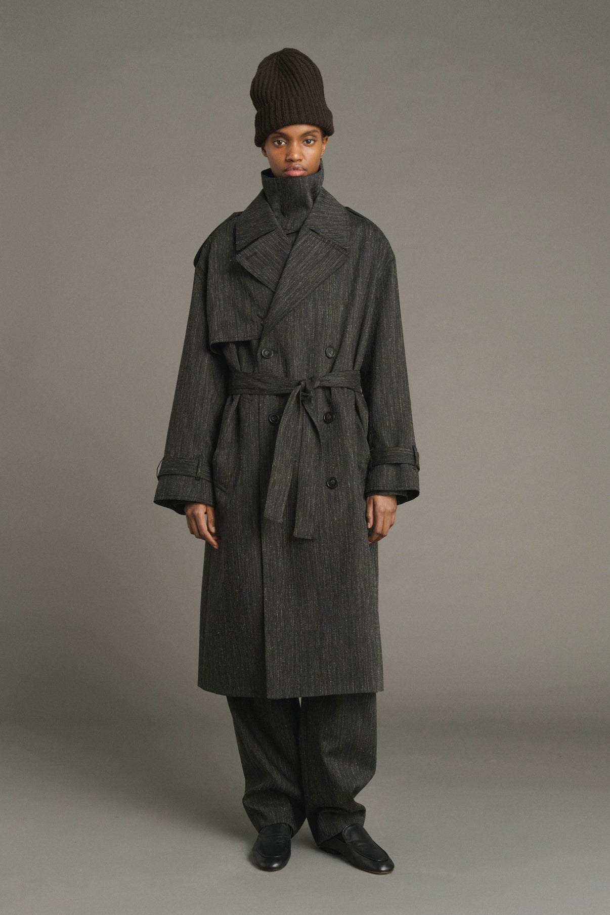 Trench Jourdain - Gris Anthracite - Laine - Femme vue 1