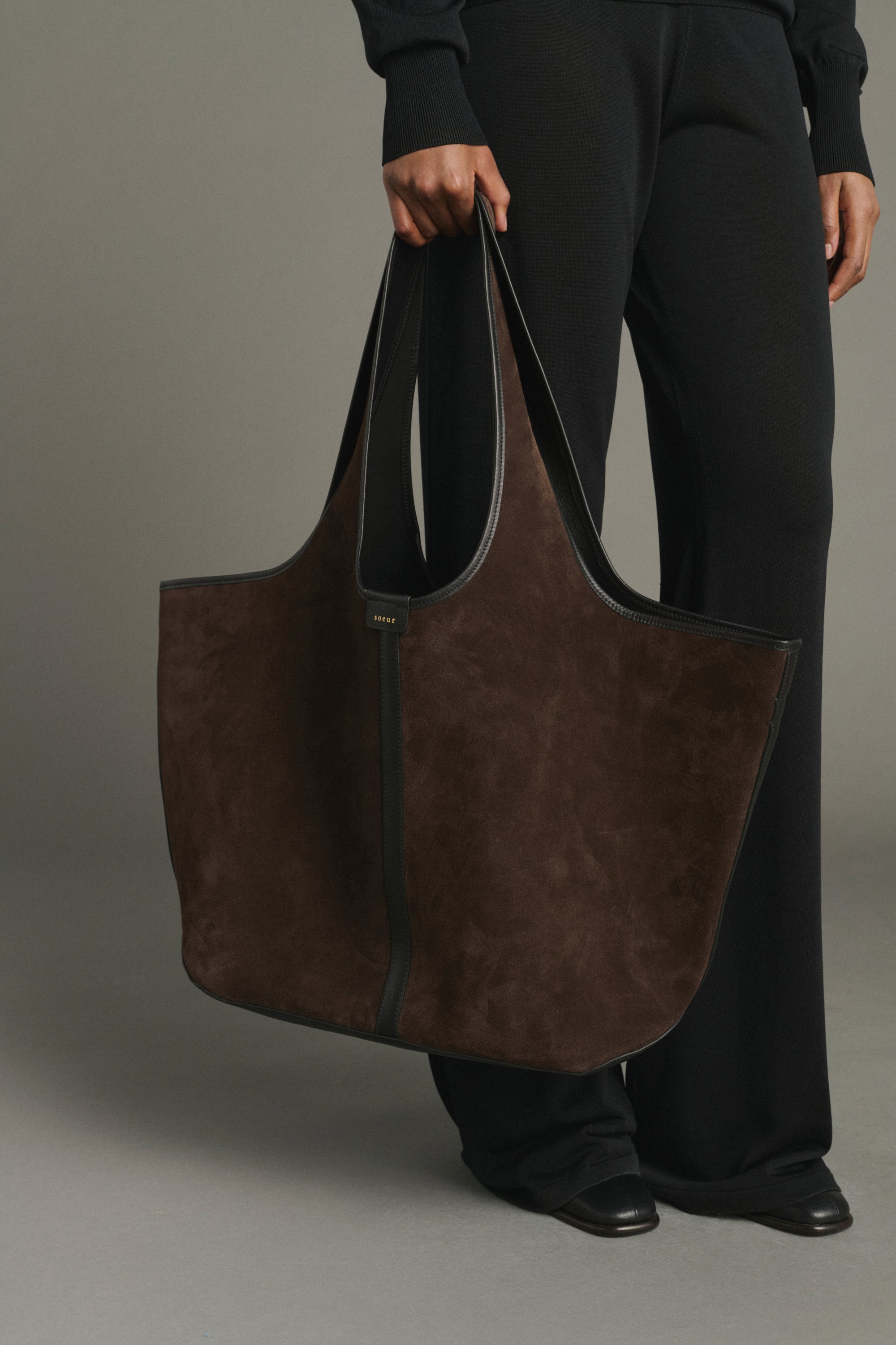 Tote Bag DOUCE Dark Brown Split Leather