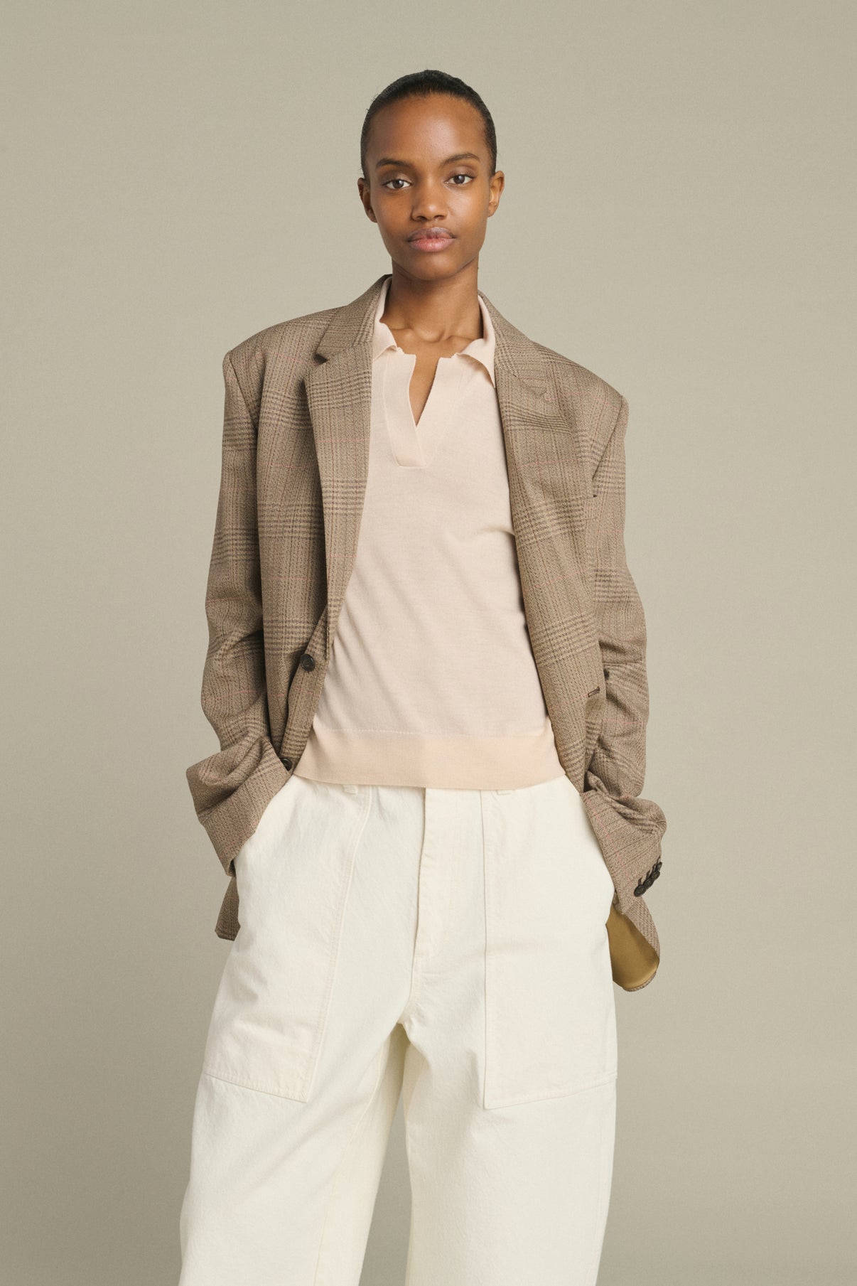 Chaqueta Hermosa - Marrón/Beige - Lana - Mujer vue 3