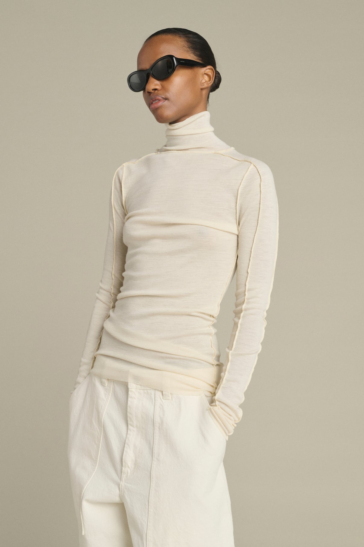 Lois T-Shirt - Ecru - Wool - Women vue 3