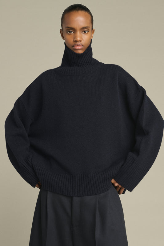 Pull William - Navy - Laine Mérinos - Femme