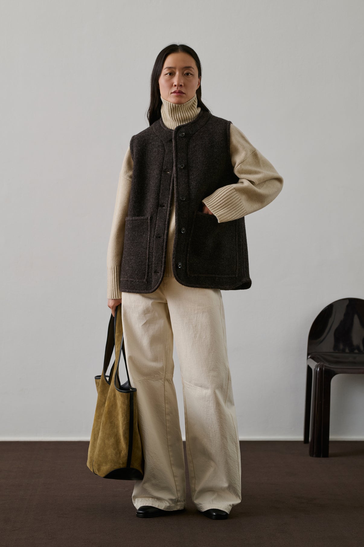 Blouson Chicago - Marron Chiné - Laine - Femme vue 1