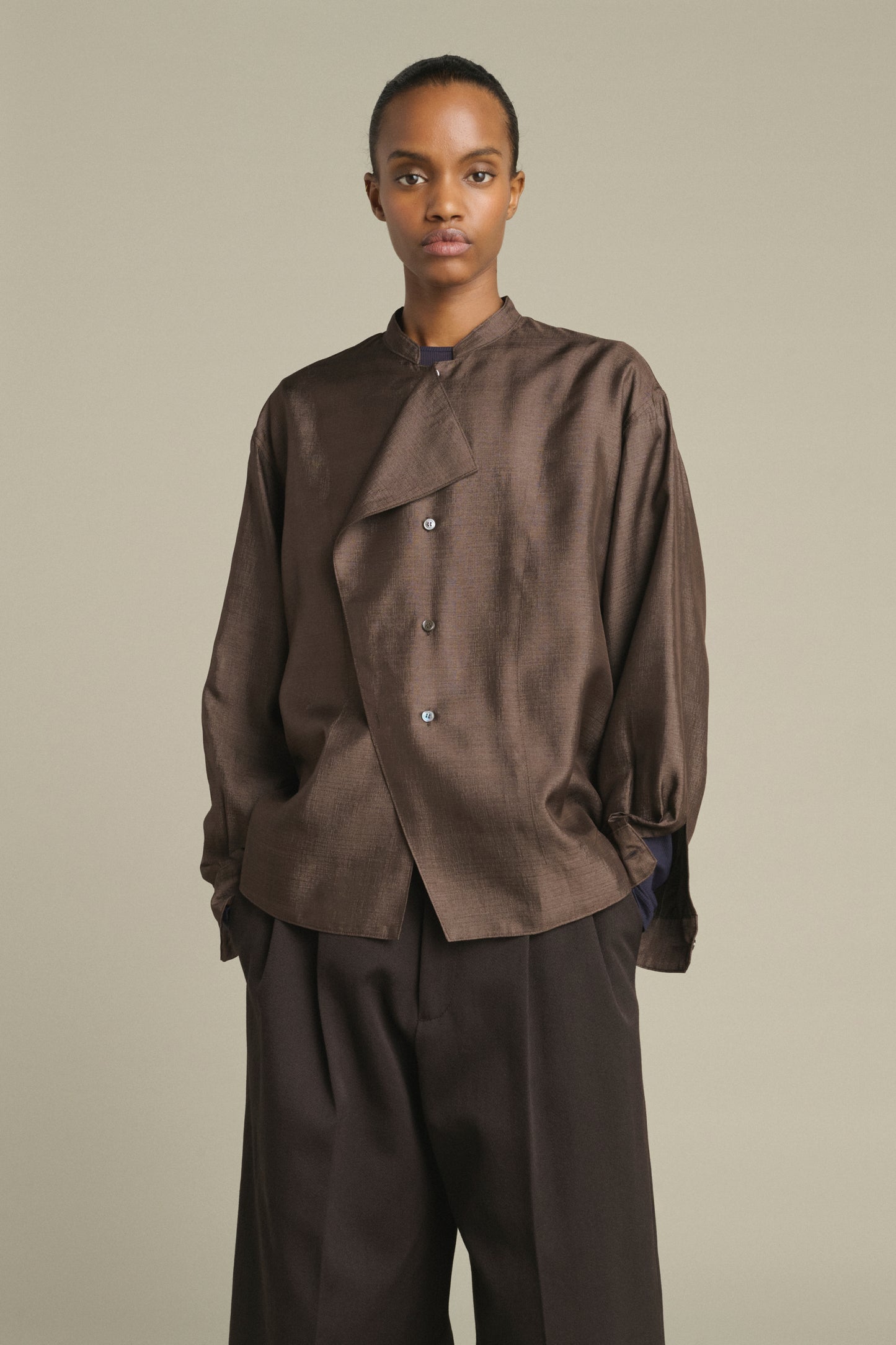 Blouse Hampton - Dark Brown - Silk - Women
