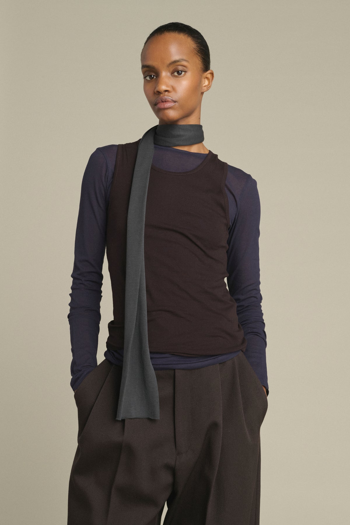 Bufanda Kola - Gris Antracita Jersey de Algodón - Soeur vue 2
