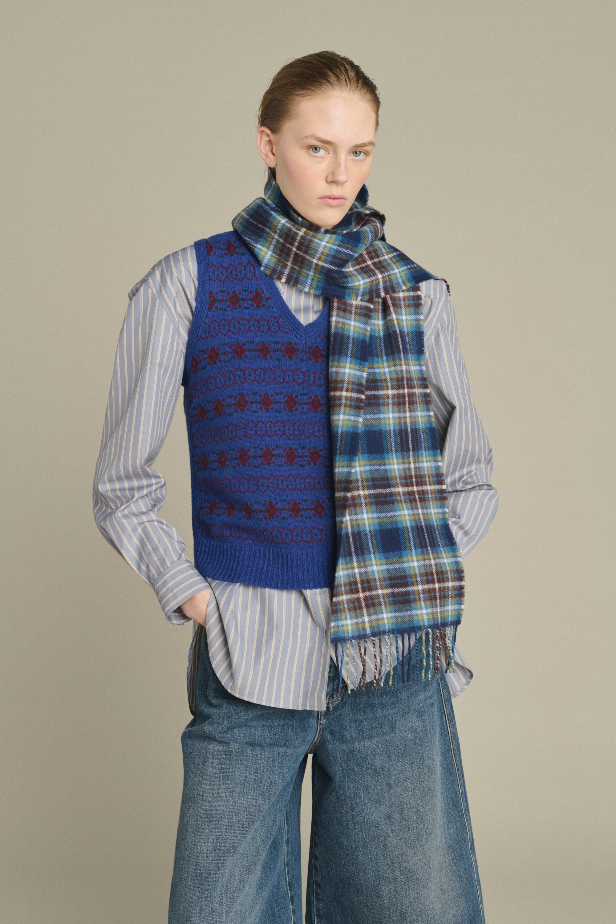 Scarf KELA Blue/Brown