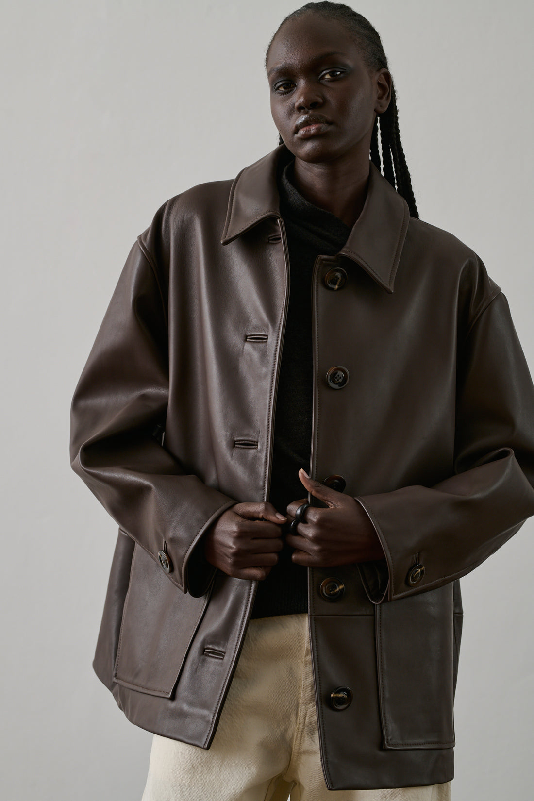 Veste Vincenzo - Taupe - Cuir - Femme