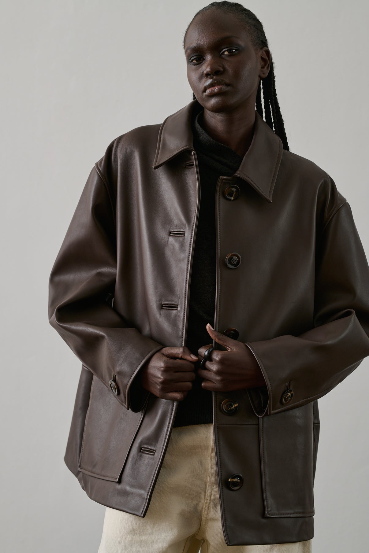 Veste Vincenzo - Taupe - Cuir - Femme vue 3