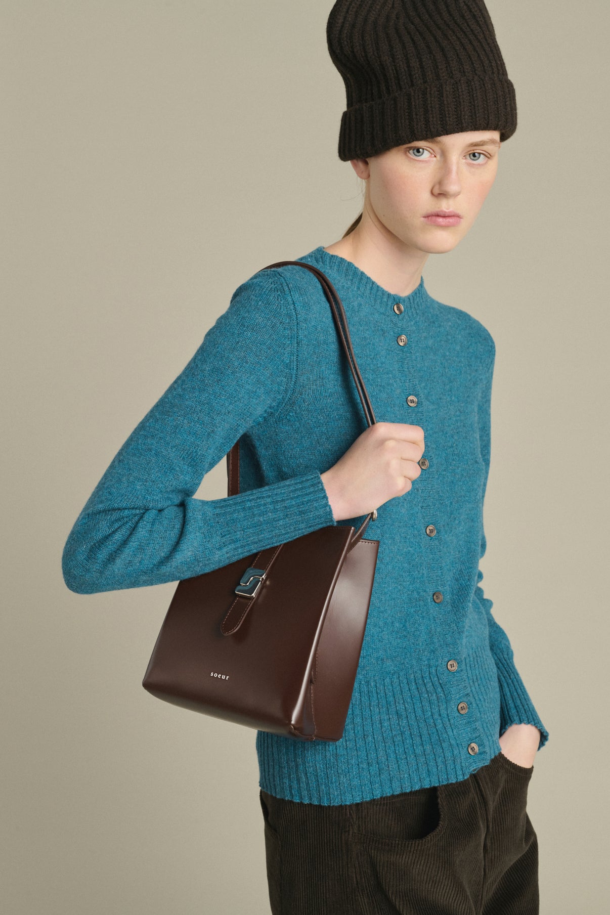 Sac Bello Mini - Marron Chaud Cuir Box Seau - Soeur vue 2